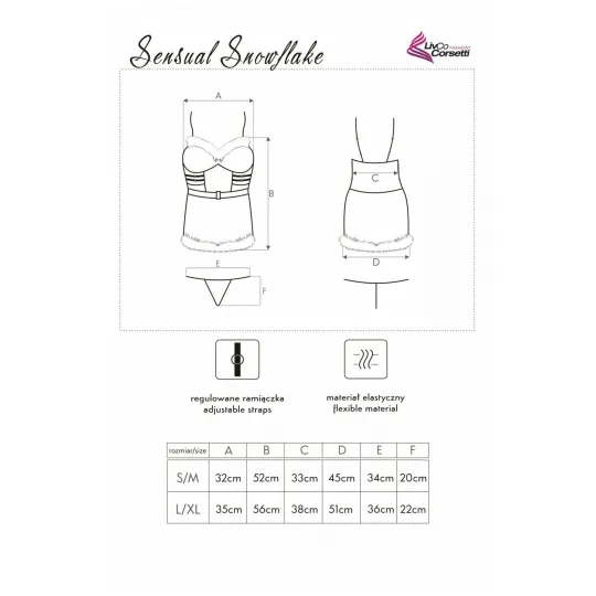 Сорочка и трусики "Sensual Snowflake" красный L/XL