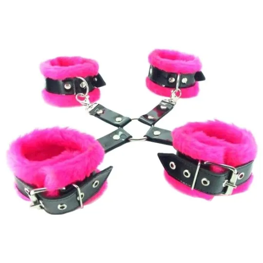 НАБОР ФИКСАТОРОВ КРАБ С РОЗОВЫМ МЕХОМ BDSM LIGHT