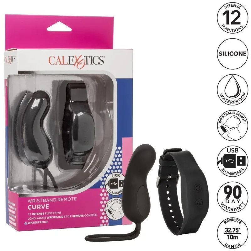 Компактный вибромассажер с управлением при помощи браслета Wristband Remote Curve