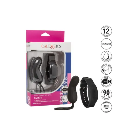 Компактный вибромассажер с управлением при помощи браслета Wristband Remote Curve