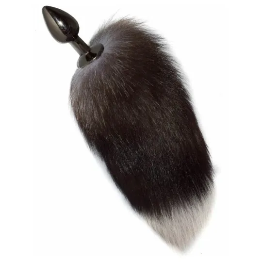 Анальный плуг с нат. хвостиком,20-25 см, никель,26 мм