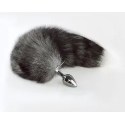 Анальная пробка с нат. хвостом блюфрост(сер)35 -40 см, 8049