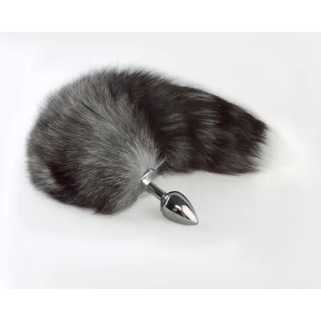 Анальная пробка с нат. хвостом блюфрост(сер)35 -40 см, 8049