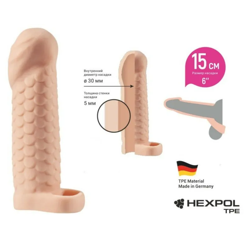 Фаллоувеличитель KLEON с кольцом,15 см, F-025ч