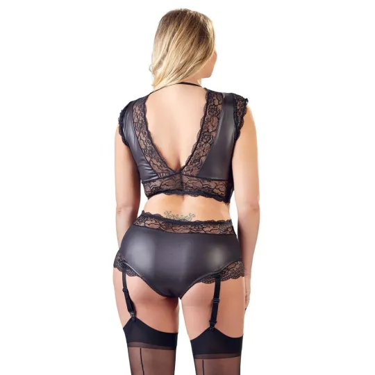 Черный комплект с кружевной отделкой Cotteli Curves, размер 2XL