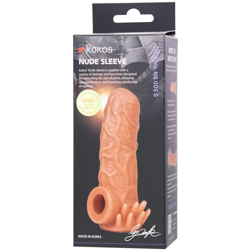 НАСАДКА KOKOS РЕАЛИСТИЧНАЯ С ДОПОЛНИТЕЛЬНОЙ СТИМУЛЯЦИЕЙ, TPE, 005, 13.8 СМ