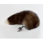 Анальная пробка с нат. хвостом блюфрост(корич) 35 -40 см