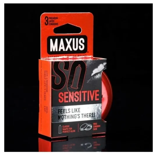 Ультратонкие презервативы в металлическом боксе MAXUS Sensitive - 3 шт.