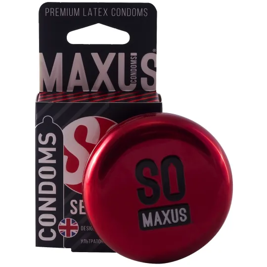 Ультратонкие презервативы в металлическом боксе MAXUS Sensitive - 3 шт.