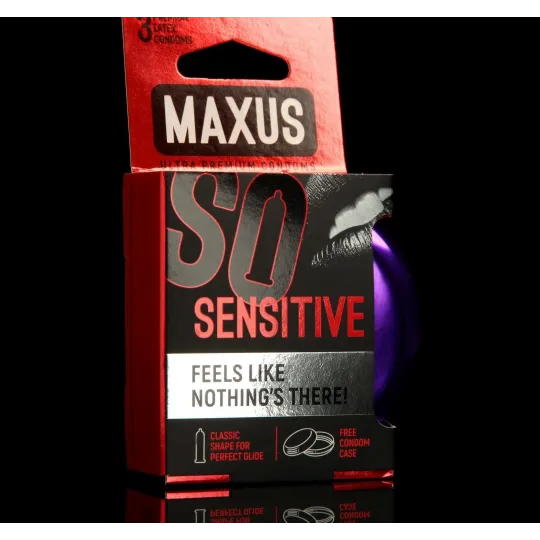 Ультратонкие презервативы в металлическом боксе MAXUS Sensitive - 3 шт.