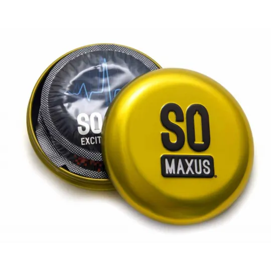 Презервативы с точками и рёбрами в металлическом боксе MAXUS Special - 3 шт