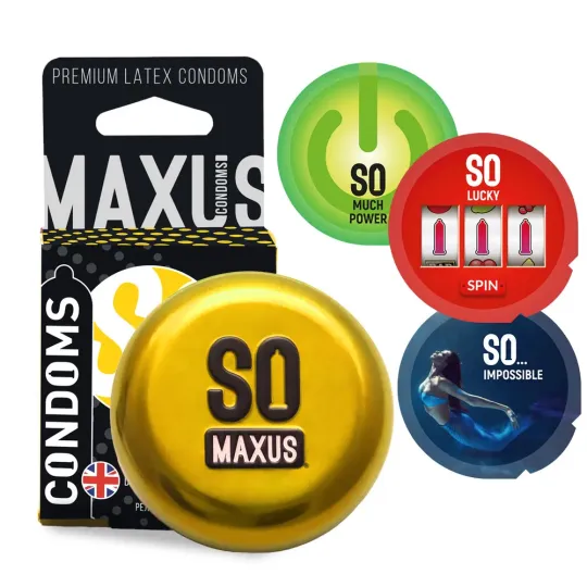 Презервативы с точками и рёбрами в металлическом боксе MAXUS Special - 3 шт