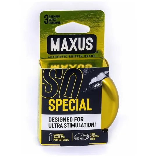 Презервативы с точками и рёбрами в металлическом боксе MAXUS Special - 3 шт
