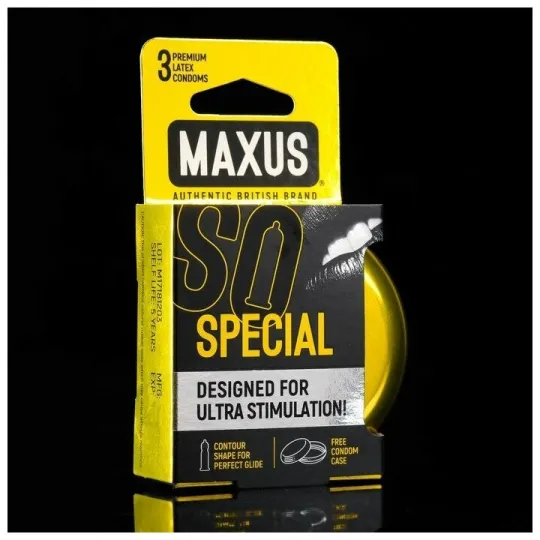 Презервативы с точками и рёбрами в металлическом боксе MAXUS Special - 3 шт