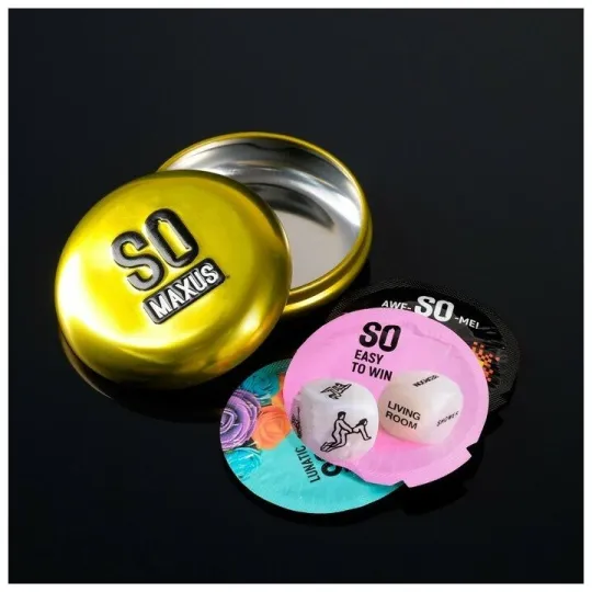 Презервативы с точками и рёбрами в металлическом боксе MAXUS Special - 3 шт