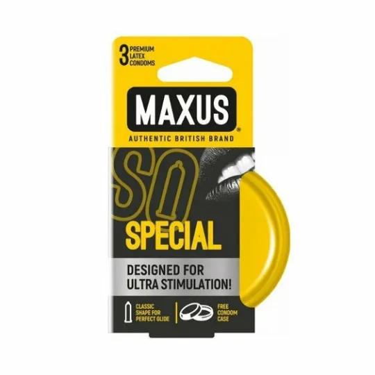 Презервативы с точками и рёбрами в металлическом боксе MAXUS Special - 3 шт