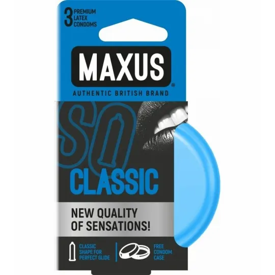 Классические презервативы в пластиковом кейсе MAXUS Classic - 3 шт.