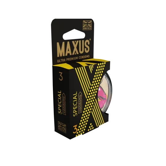 Презервативы с точками и рёбрами в пластиковом кейсе MAXUS Special - 3 шт.