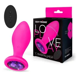 ВТУЛКА С ВИБРАЦИЕЙ фуксия, цвет кристалла фиолетовый, 10 режимов вибрации, L 90 мм D 35 мм, дистанци