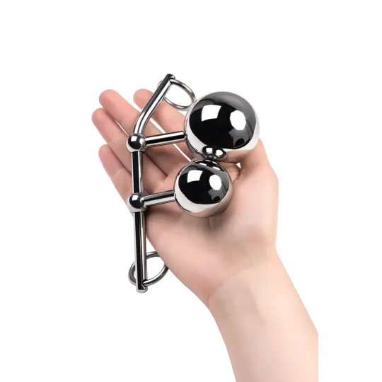 СТРИНГИ TOYFA METAL С ДВУМЯ ШАРАМИ, СЕРЕБРЯНЫЕ