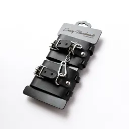 Наручники из черной кожи с креплением в виде веревочек