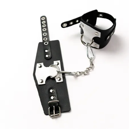 Оковы из черной кожи с белым декором