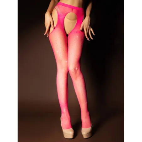 Розовые колготки с вырезами искрящиеся стразами в сетку (Spark)
