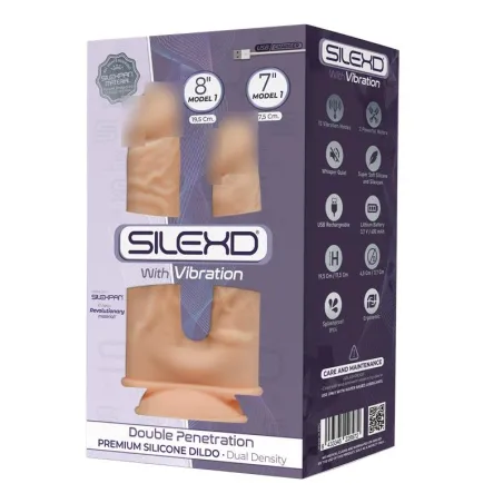 Двойной фаллоимитатор SILEXD DOUBLE PENETRATION DILDO 2 MOTORS FLESH