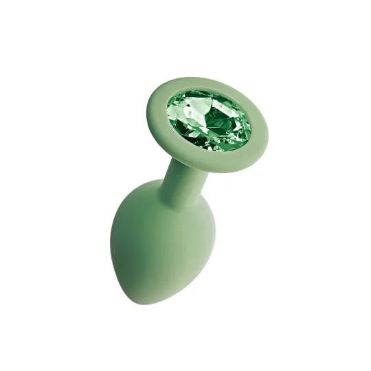Анальная пробка с зеленым кристаллом Gamma, цвет салатовый (M)