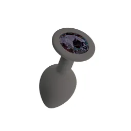 Анальная пробка с черным кристаллом Gamma, цвет графитовый (M)