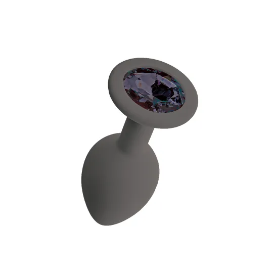Анальная пробка с черным кристаллом Gamma, цвет графитовый (M)