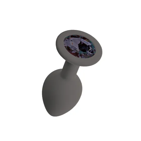 Анальная пробка с черным кристаллом Gamma, цвет графитовый (M)