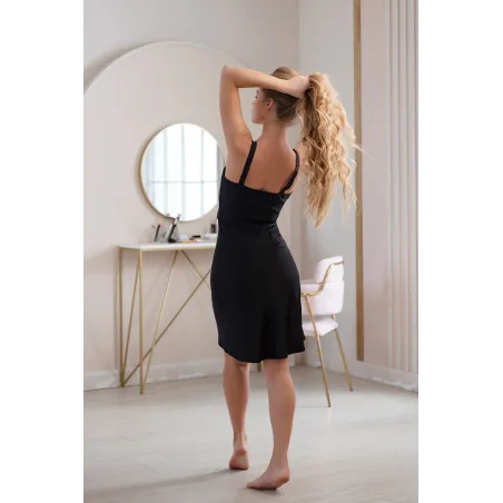 Платье-Сорочка Черного Цвета С Кружевами 7214/L