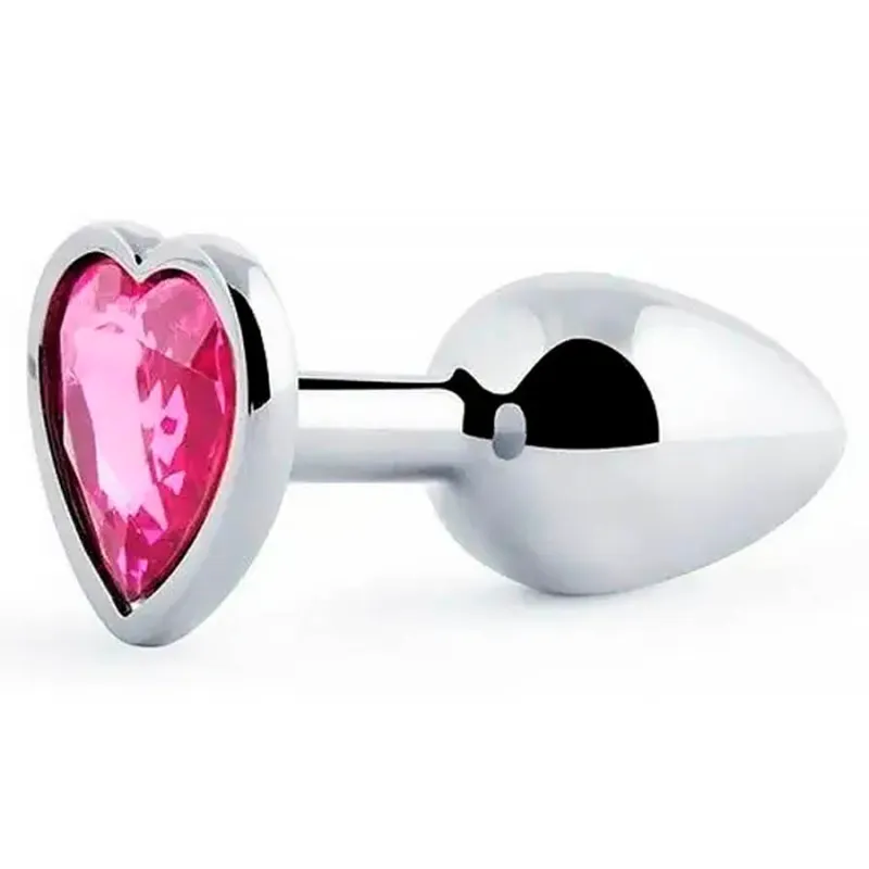 Анальная пробка Сердце с кристаллом, хром,d 2,8 мм