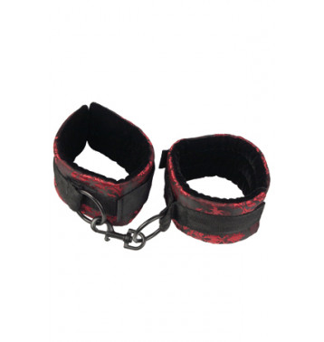 Наручники Scandal Universal Cuffs атласные с цепью черно-красные