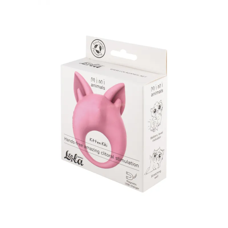 ПЕРЕЗАРЯЖАЕМОЕ КОЛЬЦО ДЛЯ КЛИТОРАЛЬНОЙ СТИМУЛЯЦИИ MIMI ANIMALS KITTEN KIKI LIGHT PINK 7200-02LOLA