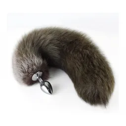 Анальный стимулятор с хвостиком цвета ХАКИ, 26 мм