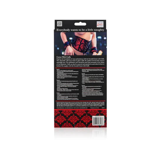 Корсет с наручниками Scandal Corset with Cuffs красный с черным