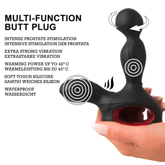 Вибромассажер простаты с нагревом и ротацией и пультом ДУ Silicone Prostate Plug