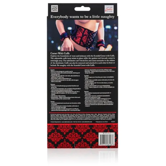 Корсет с наручниками Scandal Corset with Cuffs красный с черным