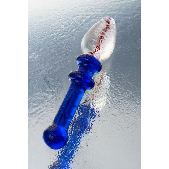 Двусторонний фаллоимитатор Sexus Glass, стекло, синий, 18 см
