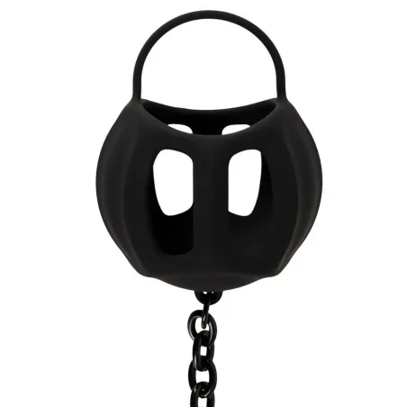 Анальная втулка Black Velvets с кольцом для пениса и клеткой для мошонки