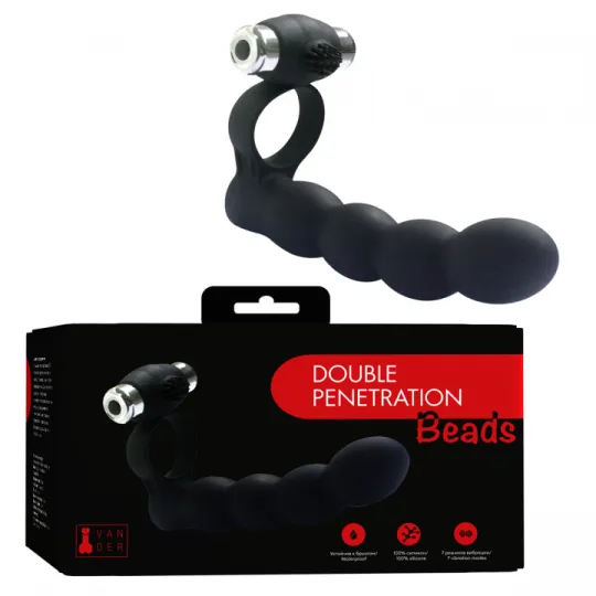 Вибронасадка Vander "Double Penetration Beads", Чёрный