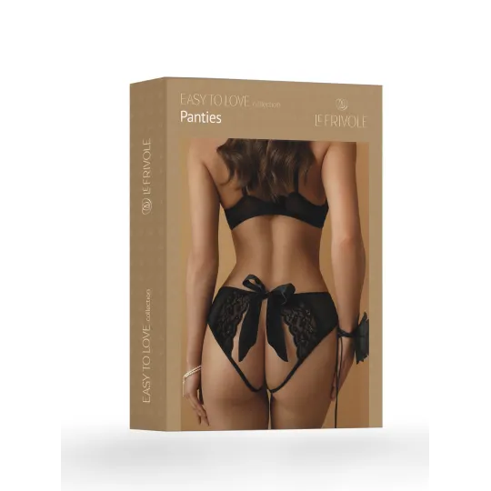 Трусики черные с доступом и бантом сзади (Easy to love) L/XL