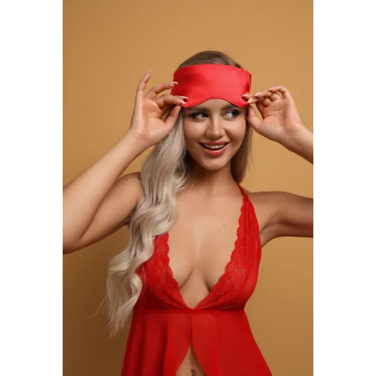 Нежная цельноатласная маска красная (Base)