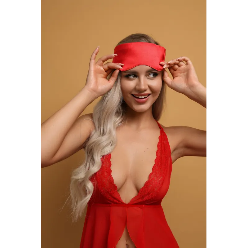 Нежная цельноатласная маска красная (Base)