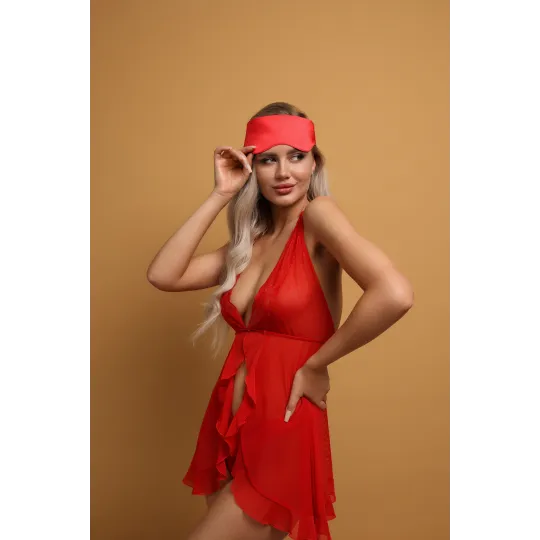 Нежная цельноатласная маска красная (Base)