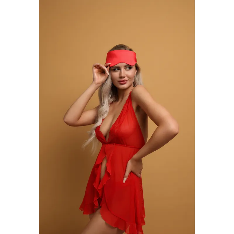 Нежная цельноатласная маска красная (Base)