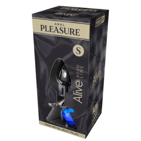 Анальная втулка Alive Mini Metal Butt, голубой кристалл, S