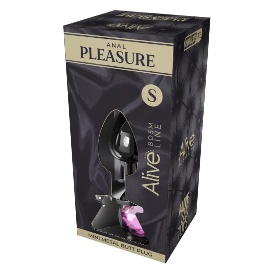 Анальная втулка Alive Mini Metal Butt, розовый кристалл, S